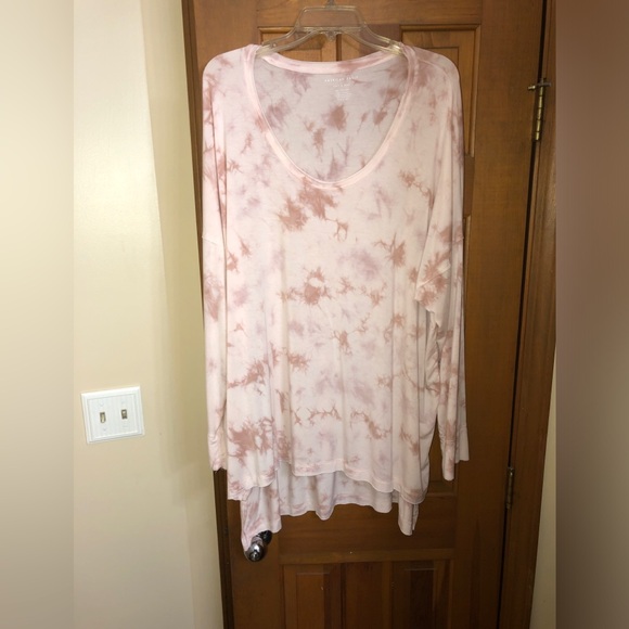 American Eagle Soft & Sexy Tee XXL long sleeve Light Pink/Dark Mauve Tie-Dyed - Picture 3 of 7